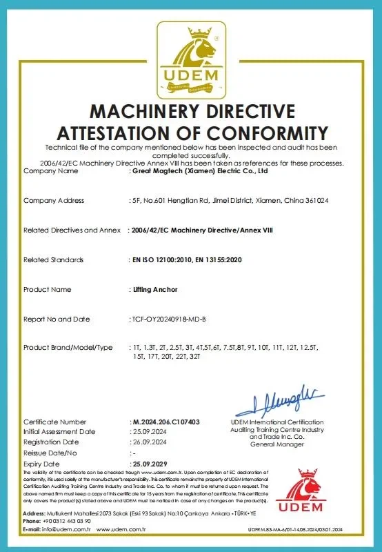 Lifting Anchor CE Certification